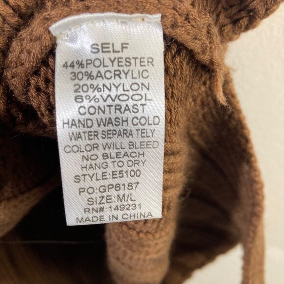 Womens Kori Turtle Neck Wool Blend Slouch Cable Knit Sweater Vest M/L NWT Brown - Picture 8 of 10